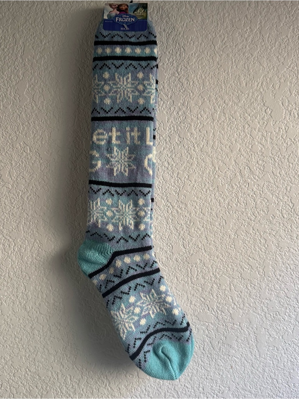 Frozen Let It Go Light Blue Snowflake winter high Socks Disney
